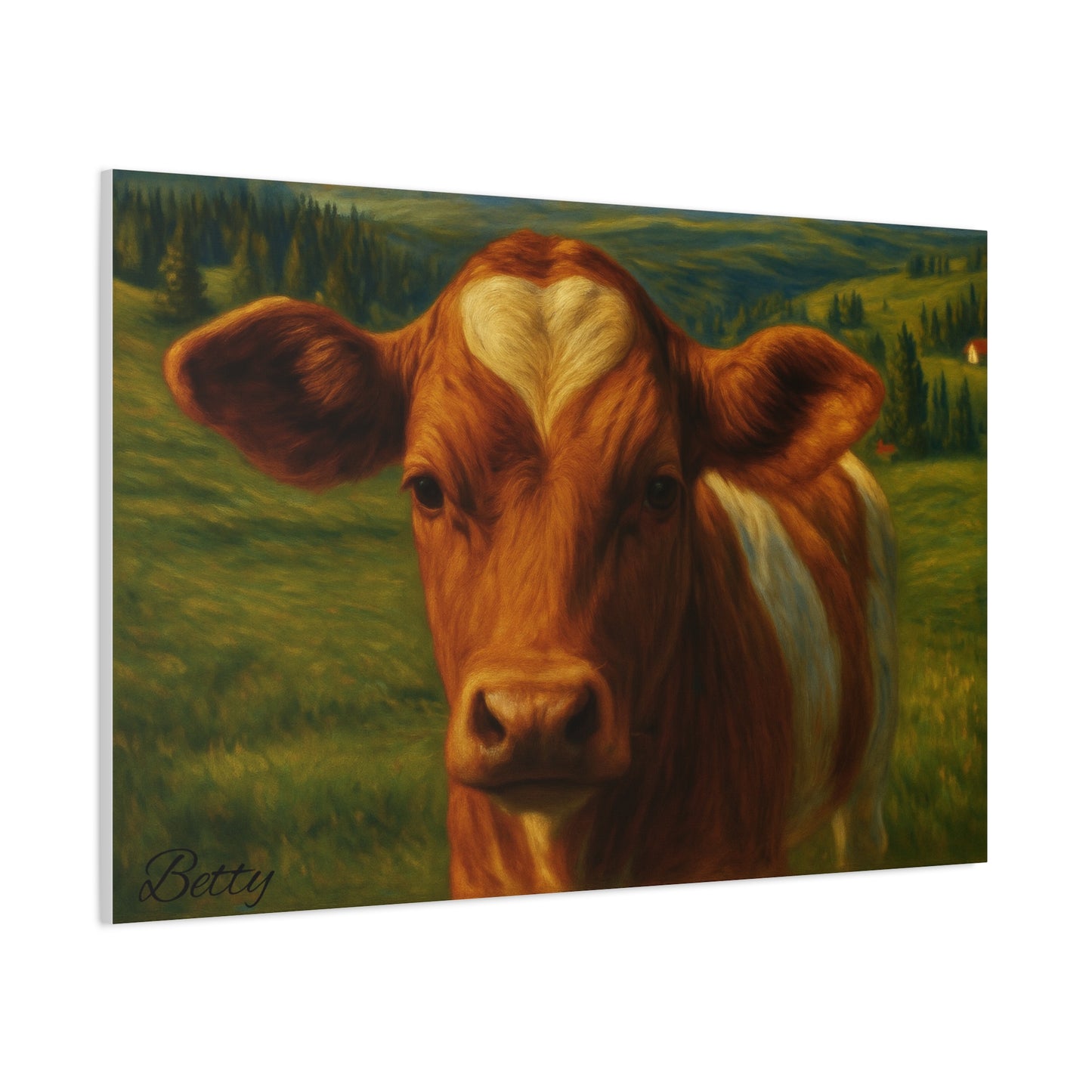 Cow Calf Portrait Canvas Print, Farm Animal Wall Art Decoration, Custom Matte Canvas Picture, Barnyard Animal Rustic Decor, Personalized