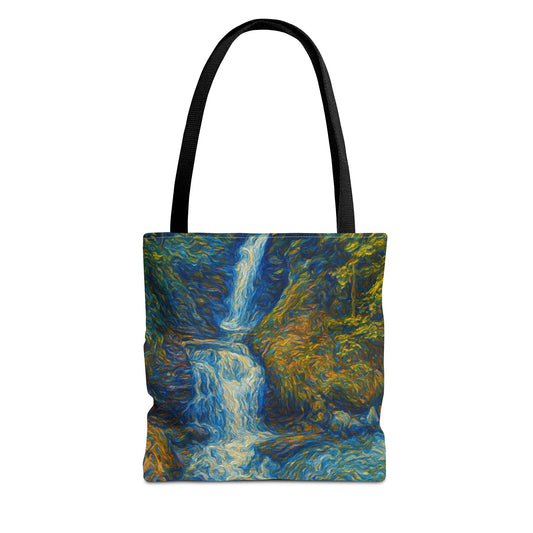 Nature-Inspired Tote Bag, Artistic Eco-Friendly Shopper, Waterfall Design, Reusable Market Bag, Gift for Nature Lovers - product image