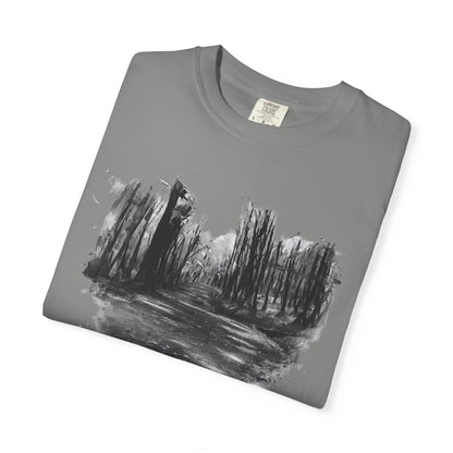 Artistic Forest Scene T-shirt | Nature Lover Gift, Outdoor Adventure Tee, Eco-Friendly Fashion, Vintage Inspired Clothing, Unisex Gift