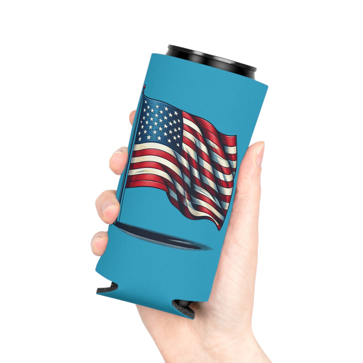 Patriotic Can Cooler, Summer BBQ Accessory, Independence Day Drink Holder, Americana Coaster, USA Party Favor