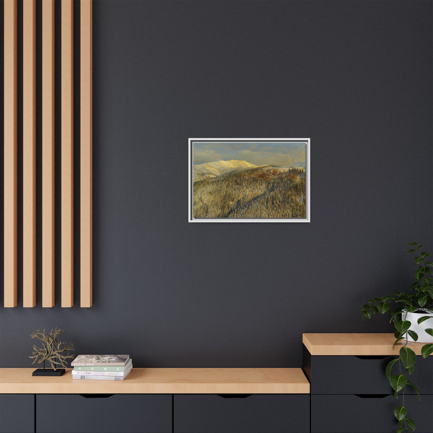 Framed Mountain Canvas Art, Perfect for Home Decor, Nature Wall Art, Gift for Nature Lovers, Cozy Atmosphere