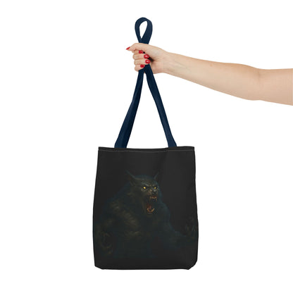 Fierce Werewolf Tote Bag, Halloween Accessories, Dark Art Tote, Animal Lover Gift, Geeky Shopping Bag