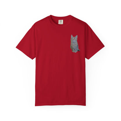 Whimsical Cat Pocket T-Shirt for Cat Lovers