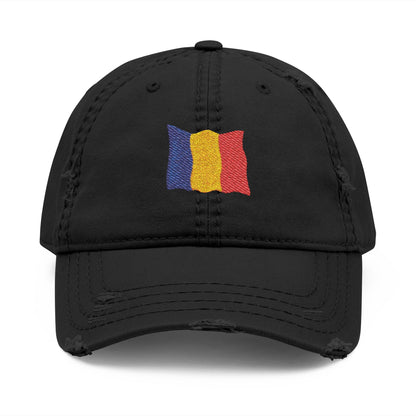 Embroidered Distressed Romanian Flag Dad Hat | Casual Cap for Everyday Style, Perfect Gift for Dad, Summer Outings, Festivals, Family Events