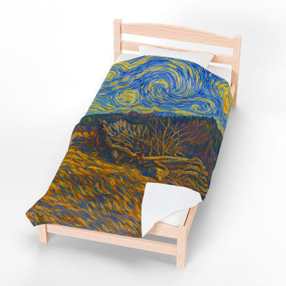 Starry Night Velveteen Plush Blanket, Cozy Throw Blanket for Home Decor, Gift for Art Lovers, Perfect for Christmas or Home Warmth