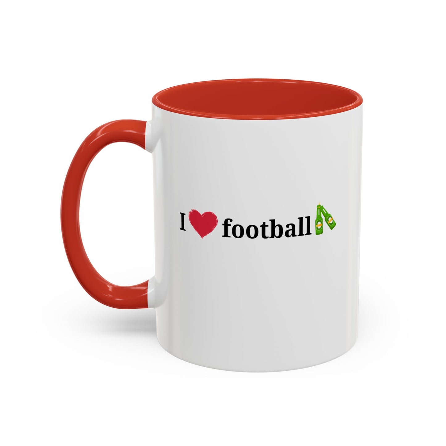 I Love Football Accent Coffee Mug, Perfect Gift for Sports Lovers, Football Enthusiasts, Unique Mug for Game Days, Home or Office Decor