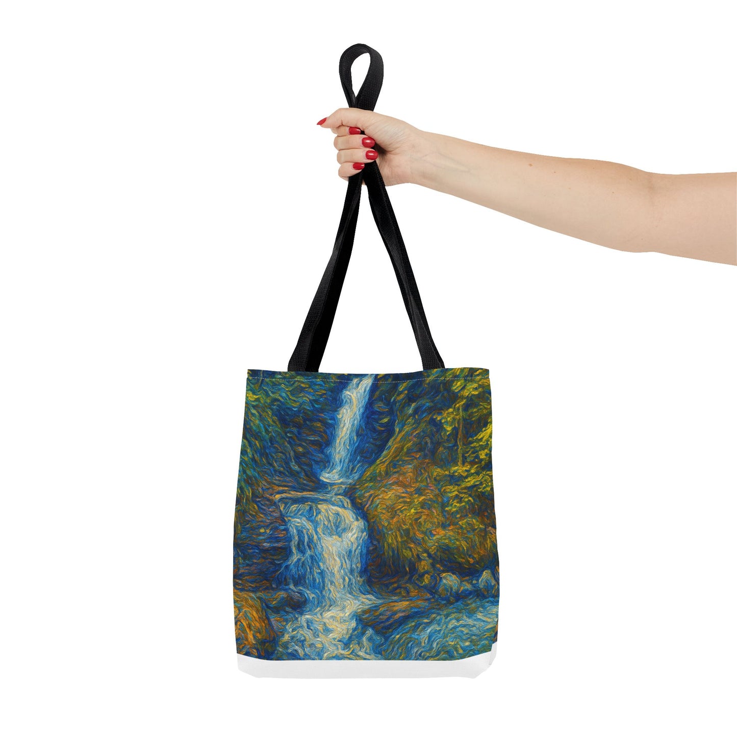 Nature-Inspired Tote Bag, Artistic Eco-Friendly Shopper, Waterfall Design, Reusable Market Bag, Gift for Nature Lovers