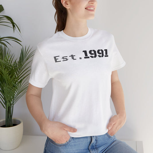 Established 1991 Unisex Jersey Tee | Vintage Anniversary Gift | Casual Wear, Birthday Shirt, Retro Style, Statement Tee, Gift for Him/Her - product image