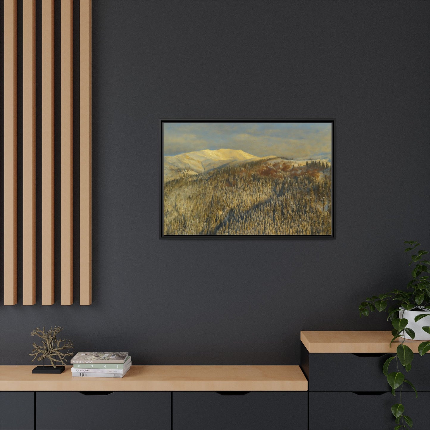Framed Mountain Canvas Art, Perfect for Home Decor, Nature Wall Art, Gift for Nature Lovers, Cozy Atmosphere
