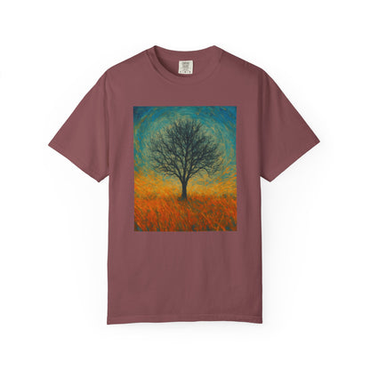 Nature-Themed Unisex Garment-Dyed T-Shirt - Tree Design, Bohemian Tee, Nature Lover Gift, Eco-Friendly Fashion, Casual Wear
