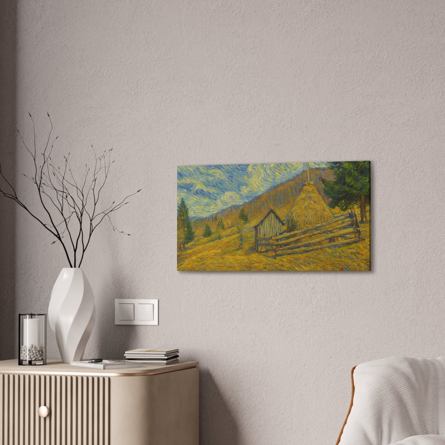 Vincent Van Gogh Inspired Canvas Print, Rustic Home Decor, Wall Art, Gift for Art Lovers, Country Landscape, Unique Art Piece