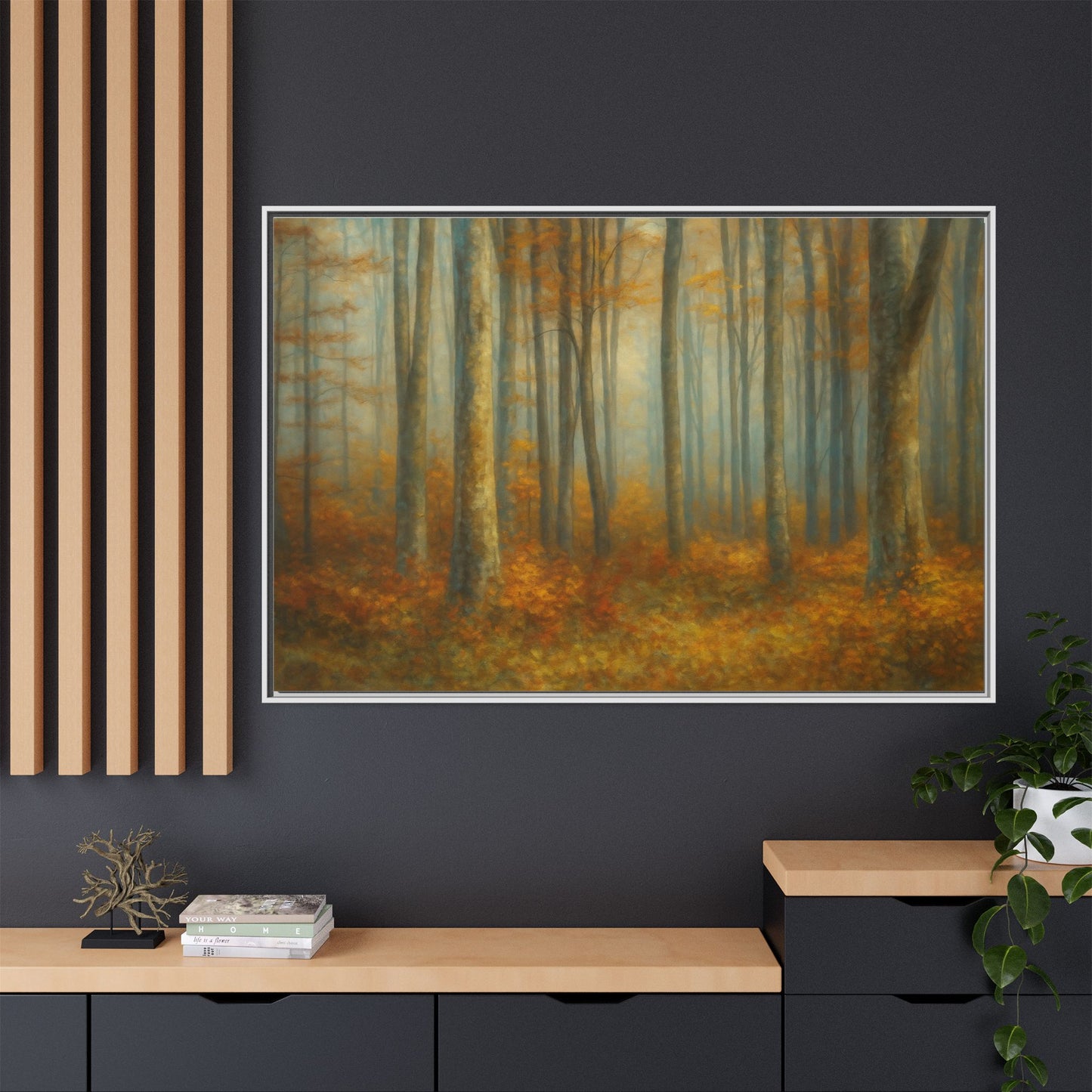Autumn Forest Canvas Art, Framed Wall Decor, Rustic Home Decor, Nature Artwork, Gift for Nature Lovers