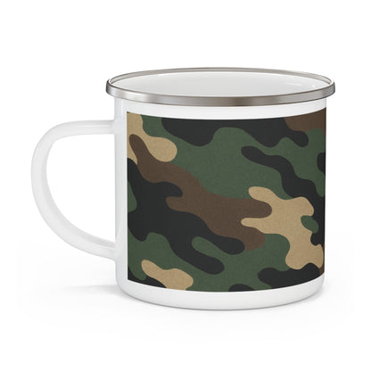 Camouflage Enamel Camping Mug - Adventure Gear, Outdoor Enthusiast Gift, Hiking Accessories, Travel Mug, Rustic Home Decor
