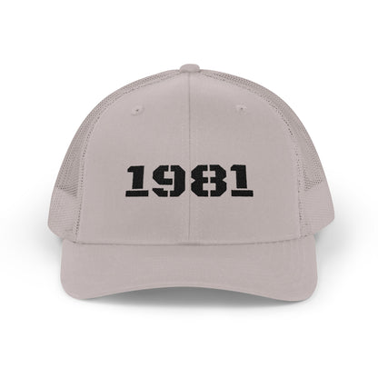 Retro Snapback Trucker Cap with 1981 Design, Vintage Style Cap, Birthday Gift, Casual Hat, Customizable Hat