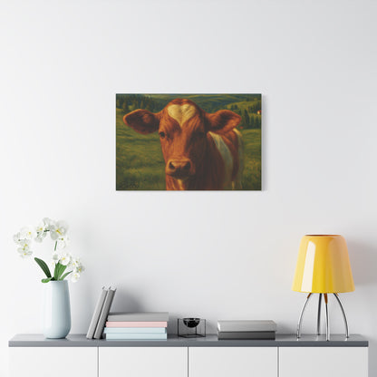 Cow Calf Portrait Canvas Print, Farm Animal Wall Art Decoration, Custom Matte Canvas Picture, Barnyard Animal Rustic Decor, Personalized