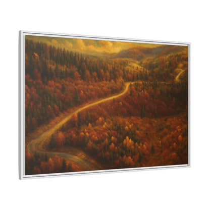 Autumn Landscape Framed Canvas Art, Cozy Home Decor, Warm Fall Vibes, Gift for Nature Lovers, Perfect for Thanksgiving