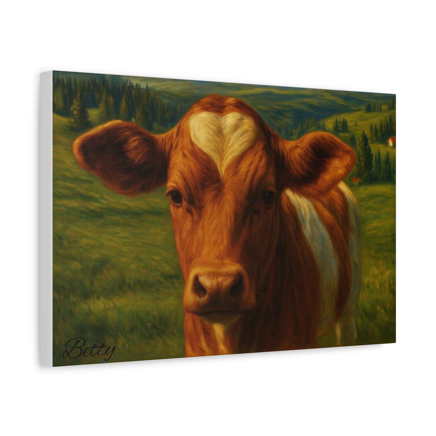 Cow Calf Portrait Canvas Print, Farm Animal Wall Art Decoration, Custom Matte Canvas Picture, Barnyard Animal Rustic Decor, Personalized
