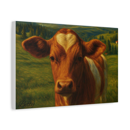 Cow Calf Portrait Canvas Print, Farm Animal Wall Art Decoration, Custom Matte Canvas Picture, Barnyard Animal Rustic Decor, Personalized