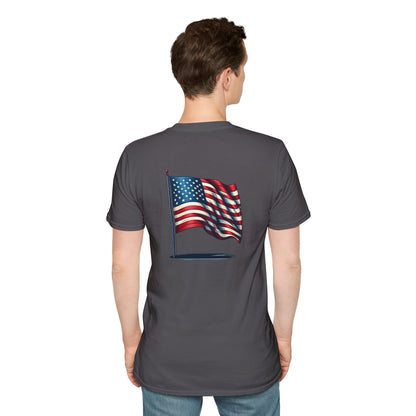 Patriotic Unisex Softstyle T-Shirt, American Flag Tee, USA Pride Shirt, Perfect for Independence Day, Casual Wear