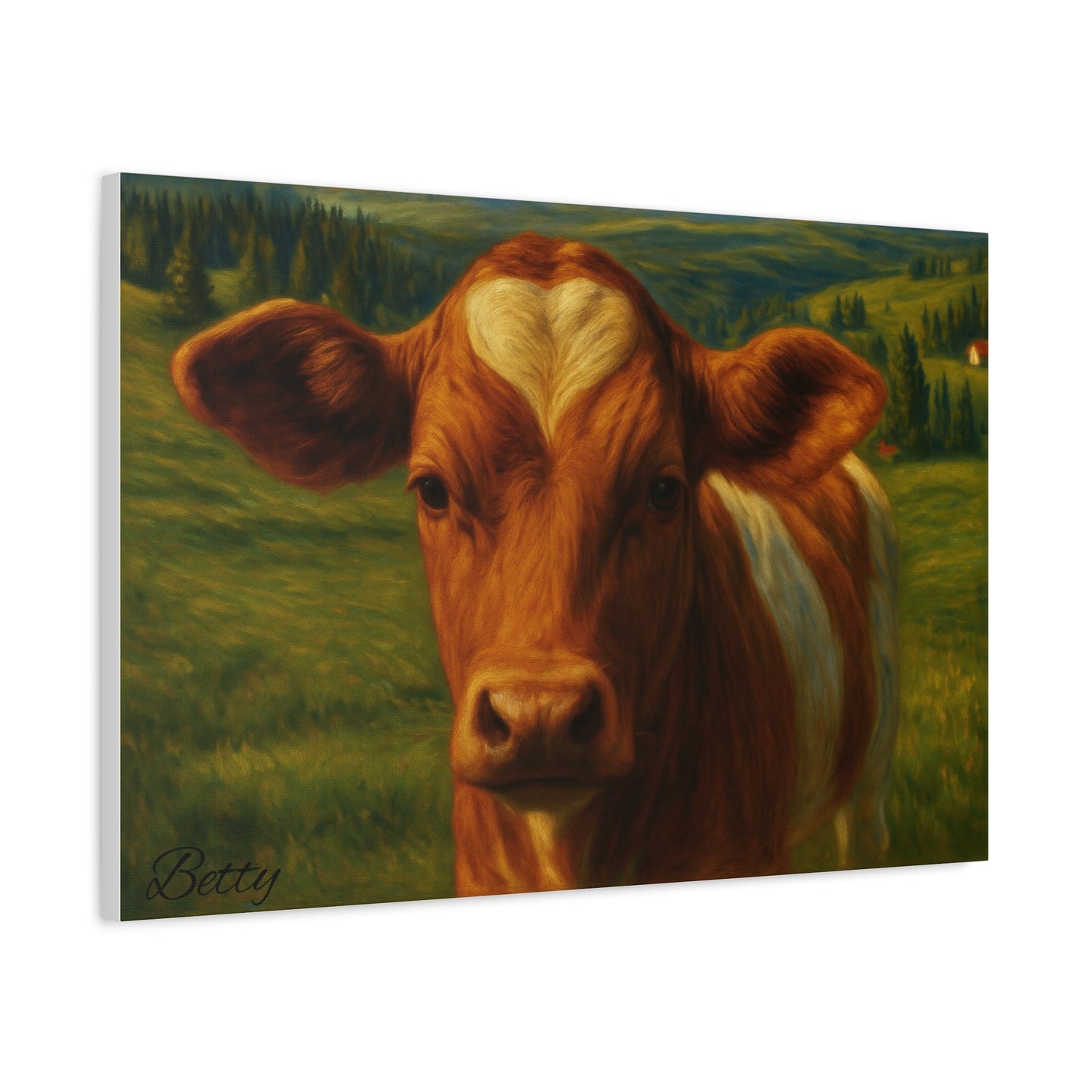 Cow Calf Portrait Canvas Print, Farm Animal Wall Art Decoration, Custom Matte Canvas Picture, Barnyard Animal Rustic Decor, Personalized