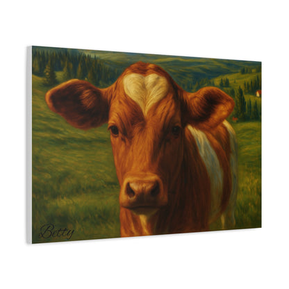 Cow Calf Portrait Canvas Print, Farm Animal Wall Art Decoration, Custom Matte Canvas Picture, Barnyard Animal Rustic Decor, Personalized