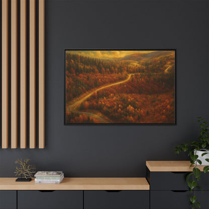 Autumn Landscape Framed Canvas Art, Cozy Home Decor, Warm Fall Vibes, Gift for Nature Lovers, Perfect for Thanksgiving