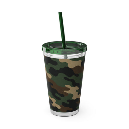 Stylish Camo Tumbler, 16oz Cup with Straw, Perfect for Outdoor Adventures, Gifts for Him, Travel Mug, Eco-friendly Drinkware, Camping