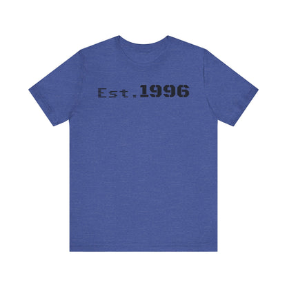 Unisex Jersey Tee - 'Est. 1996' Graphic Shirt, Birthday Gift, Casual Wear, Vintage Style, Retro Fashion, Gift for Him/Her