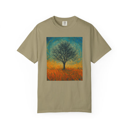 Nature-Themed Unisex Garment-Dyed T-Shirt - Tree Design, Bohemian Tee, Nature Lover Gift, Eco-Friendly Fashion, Casual Wear - product image