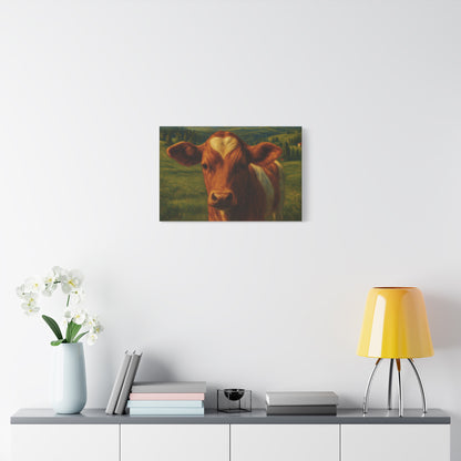 Cow Calf Portrait Canvas Print, Farm Animal Wall Art Decoration, Custom Matte Canvas Picture, Barnyard Animal Rustic Decor, Personalized