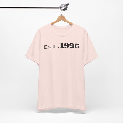 Unisex Jersey Tee - 'Est. 1996' Graphic Shirt, Birthday Gift, Casual Wear, Vintage Style, Retro Fashion, Gift for Him/Her