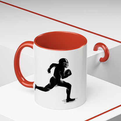 Football Player Themed Accent Coffee Mug, Sports Fan Gift, Unique Mug for Athletes, Coffee Lover, Game Day Essential