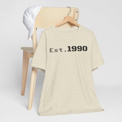 Unisex Est. 1990 Nostalgic Jersey Tee - Perfect Gift, Vintage Style, Retro Fashion, Birthday Celebration, Casual Wear