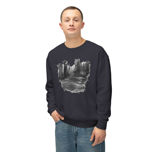 Scenic Minimalist Crewneck Sweatshirt - Cozy Art Tee for Nature Lovers, Gift for Her, Layering Essential, Perfect for Fall, Everyday Wear - product image