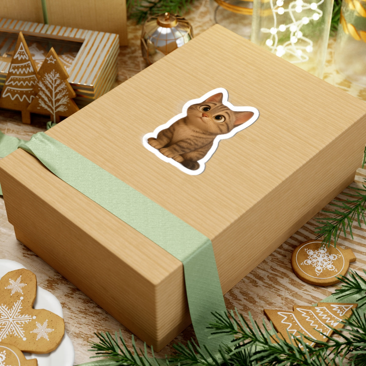 Adorable Cat Kiss-Cut Stickers, Cute Cat Decor, Pet Lover Gifts, Laptop Stickers, Kids' Room Decor