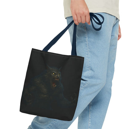 Fierce Werewolf Tote Bag, Halloween Accessories, Dark Art Tote, Animal Lover Gift, Geeky Shopping Bag