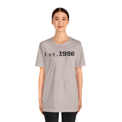 Unisex Jersey Tee - 'Est. 1996' Graphic Shirt, Birthday Gift, Casual Wear, Vintage Style, Retro Fashion, Gift for Him/Her