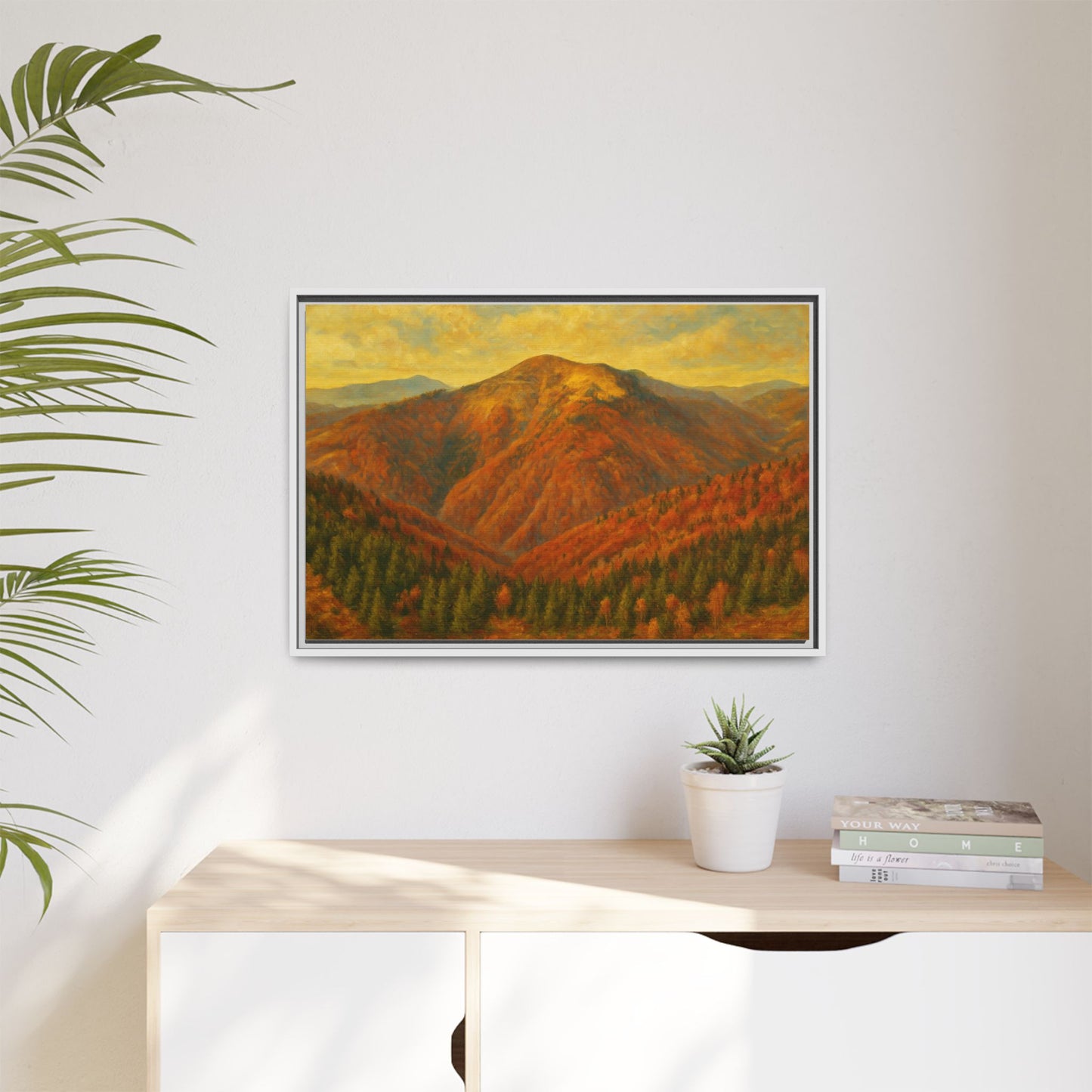 Autumn Landscape Wall Art, Cozy Home Decor, Nature Print, Framed Canvas, Fall Decorations, Gift Idea for Art Lovers