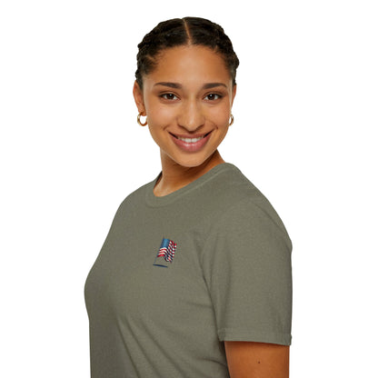 Patriotic Unisex Softstyle T-Shirt, American Flag Tee, USA Pride Shirt, Perfect for Independence Day, Casual Wear
