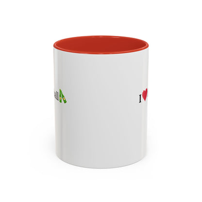 I Love Football Accent Coffee Mug, Perfect Gift for Sports Lovers, Football Enthusiasts, Unique Mug for Game Days, Home or Office Decor