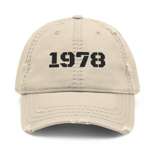 Distressed Dad Hat with 1978 Embroidery, Vintage Hat, Casual Wear, Gift for Dads, Comfortable Cap, Trendy Accessory - product image