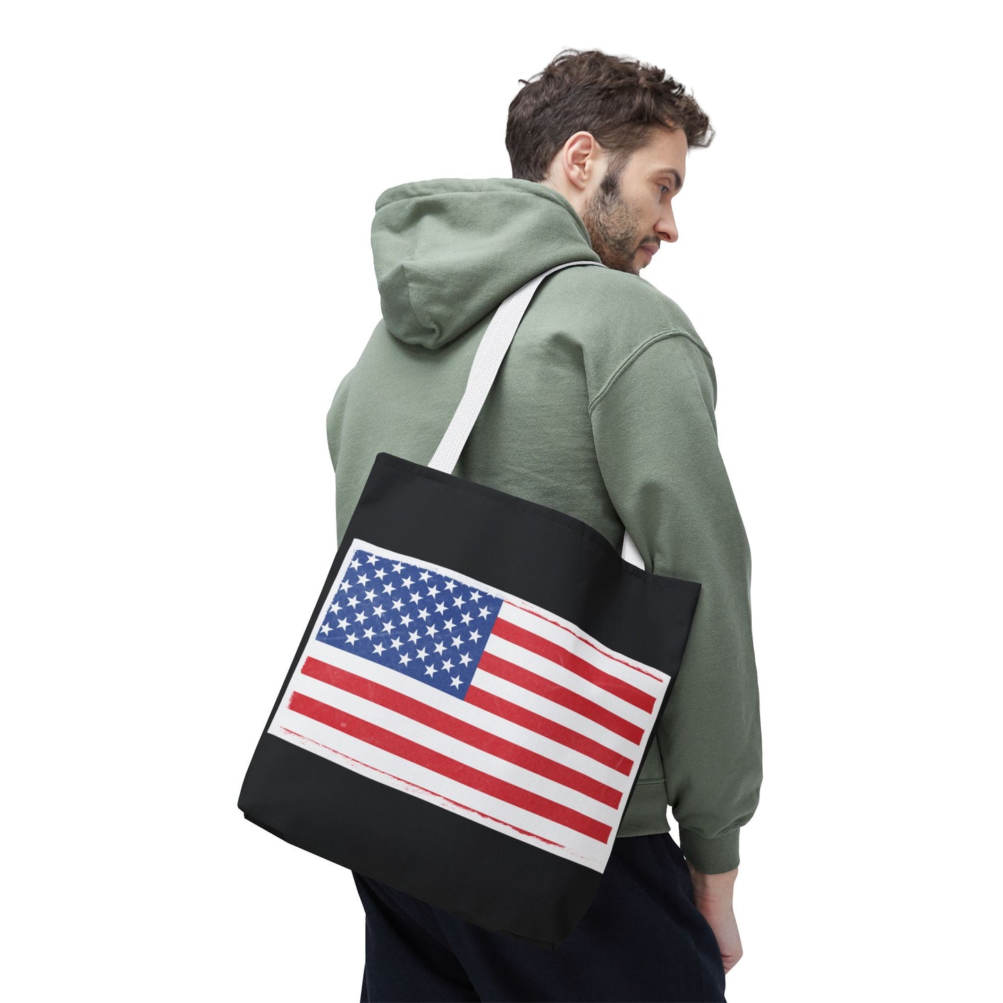 Patriotic Tote Bag, American Flag Carryall, Beach Bag, Reusable Shopping Tote, Independence Day Gift