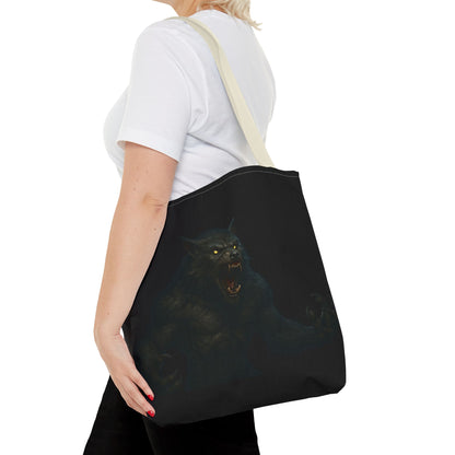 Fierce Werewolf Tote Bag, Halloween Accessories, Dark Art Tote, Animal Lover Gift, Geeky Shopping Bag