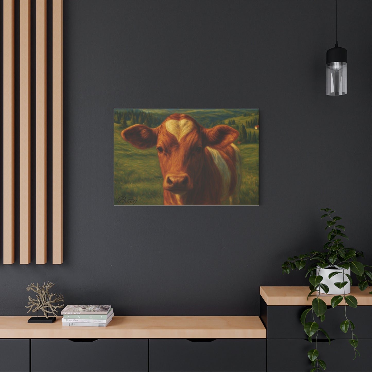 Cow Calf Portrait Canvas Print, Farm Animal Wall Art Decoration, Custom Matte Canvas Picture, Barnyard Animal Rustic Decor, Personalized