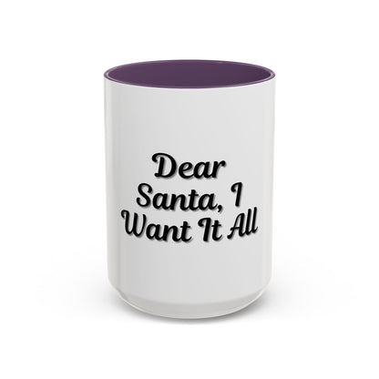Dear Santa Accent Coffee Mug - Fun Holiday Mug for Christmas Enthusiasts