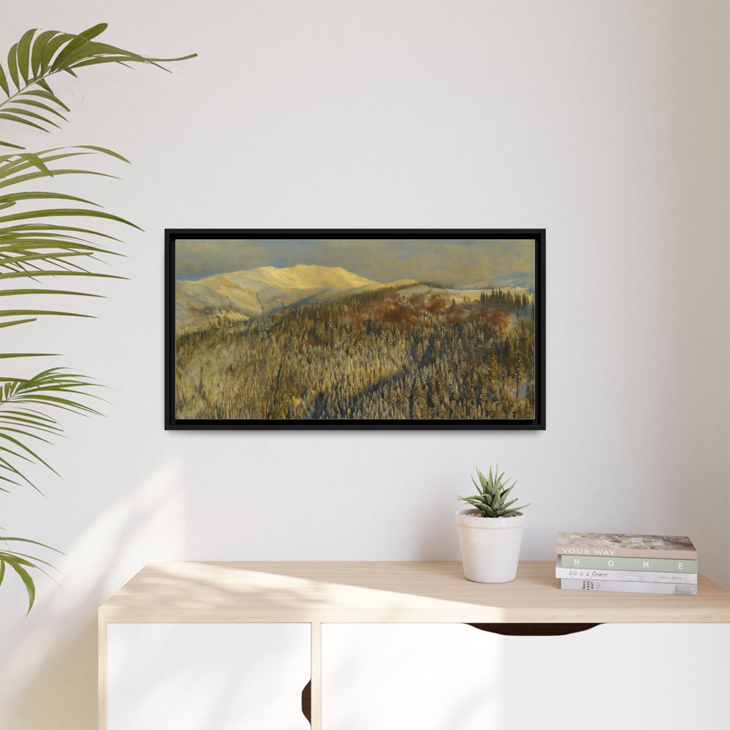 Framed Mountain Canvas Art, Perfect for Home Decor, Nature Wall Art, Gift for Nature Lovers, Cozy Atmosphere