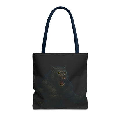 Fierce Werewolf Tote Bag, Halloween Accessories, Dark Art Tote, Animal Lover Gift, Geeky Shopping Bag