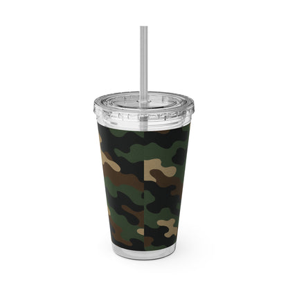 Stylish Camo Tumbler, 16oz Cup with Straw, Perfect for Outdoor Adventures, Gifts for Him, Travel Mug, Eco-friendly Drinkware, Camping