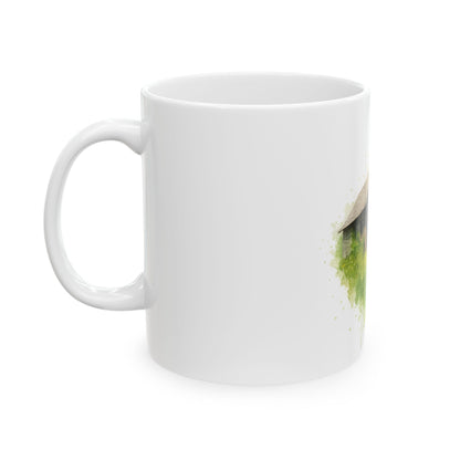 Rustic Cabin Ceramic Mug - Cozy Coffee Cup for Nature Lovers, Gift for Home, Farmhouse Decor, Tea Time, Camping Enthusiasts