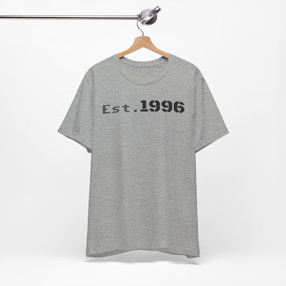 Unisex Jersey Tee - 'Est. 1996' Graphic Shirt, Birthday Gift, Casual Wear, Vintage Style, Retro Fashion, Gift for Him/Her